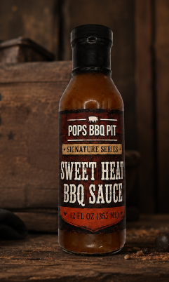 Photo of a bottle of Pops Sweet Heat BBQ Sauce