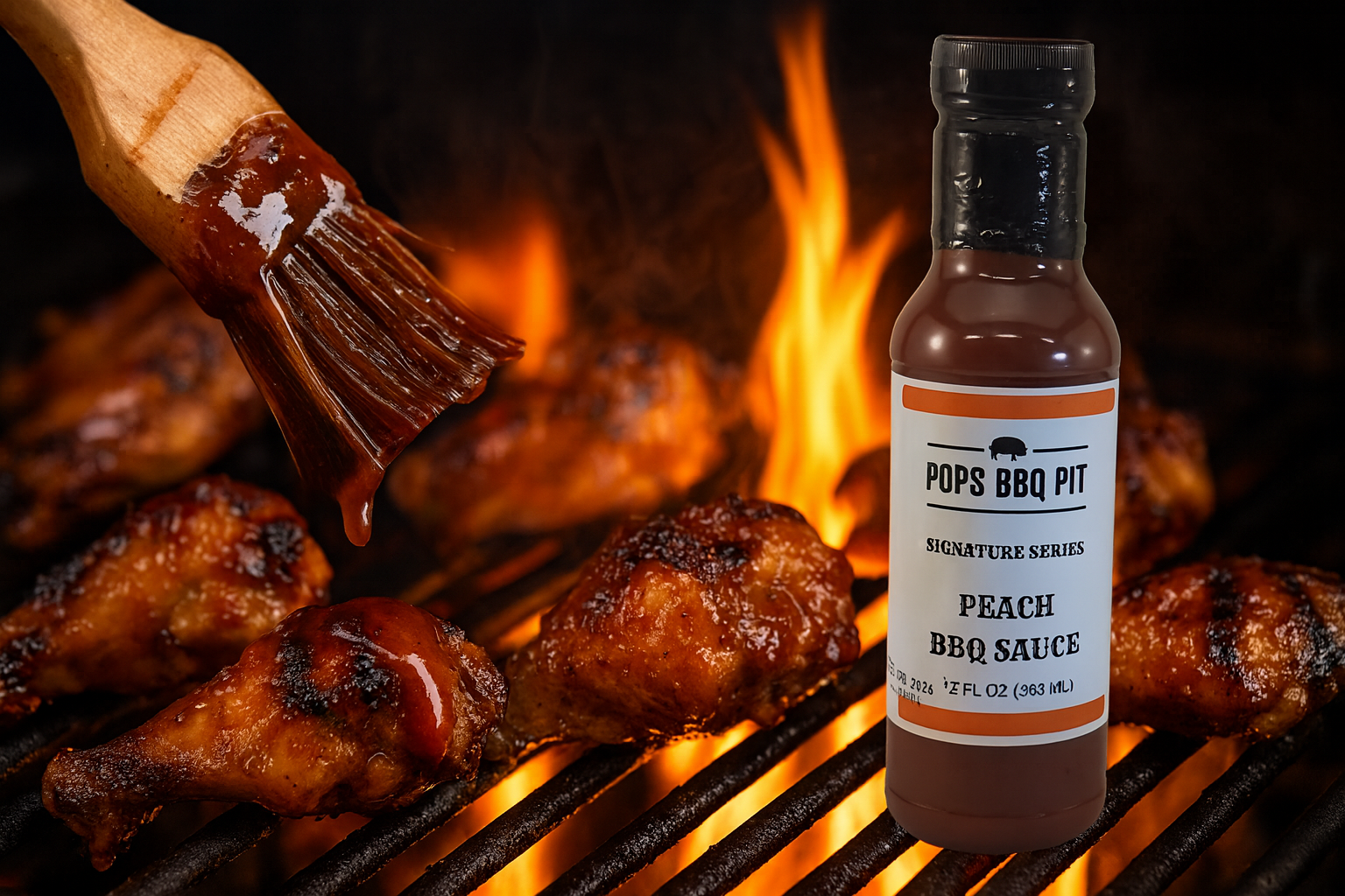 Pops BBQ Pit Signature Peach BBQ Sauce 12 oz. - Image 6